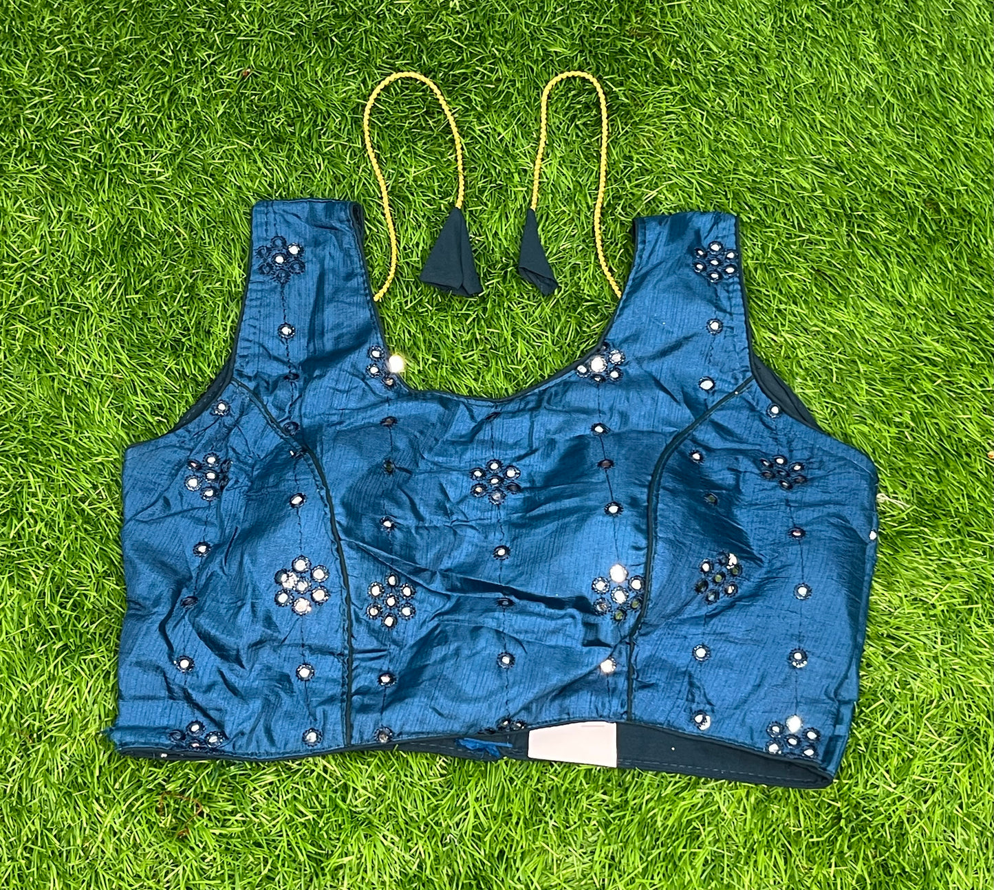 Rama blue with mirror work with hands