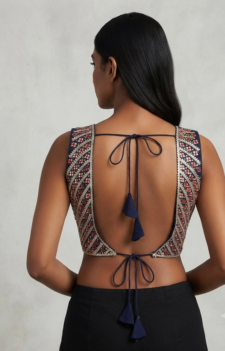 Mirror 🪞 work sleeveless premium backless Blouse 👚