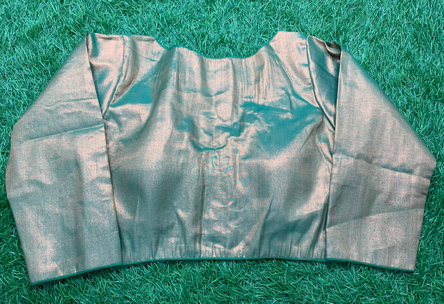 Rama green high neck v neck blouse 👚