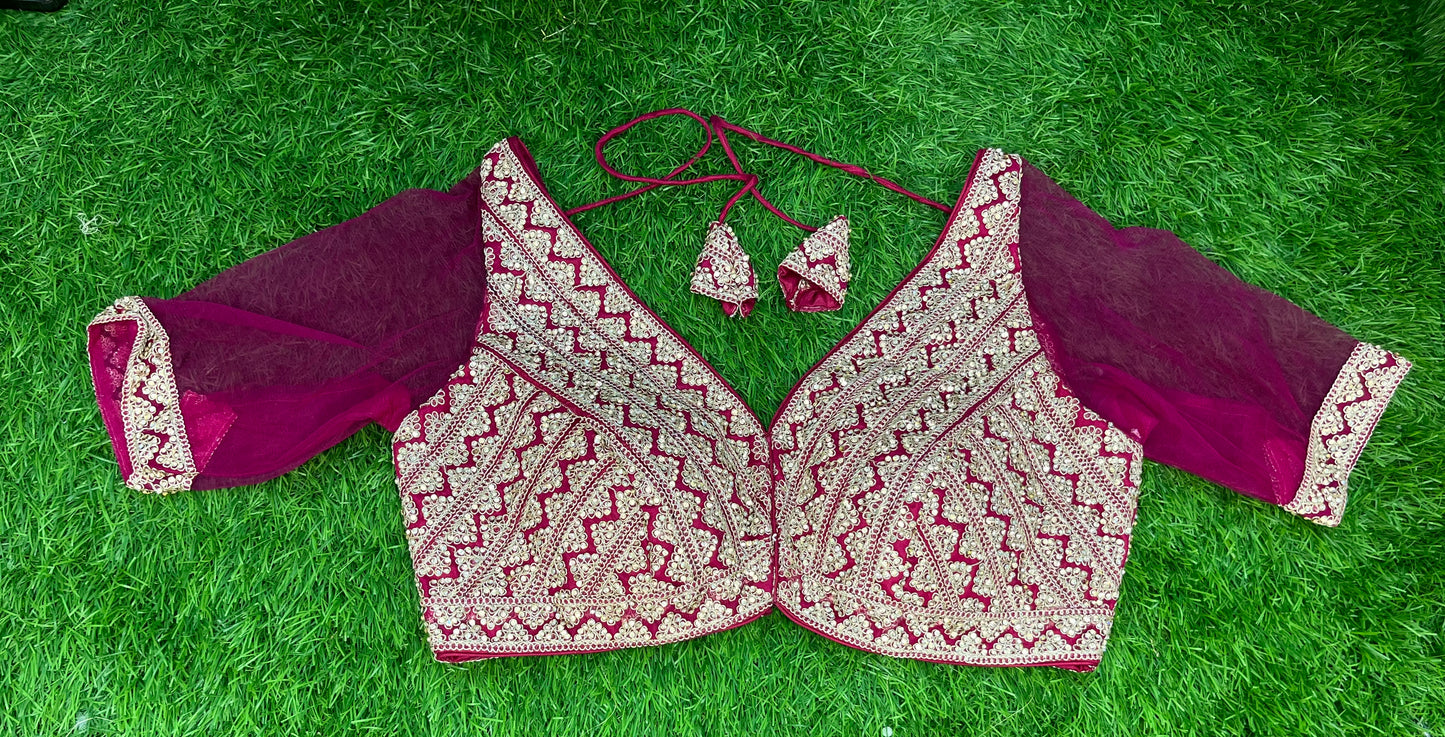 Stonework magenta pink blouse