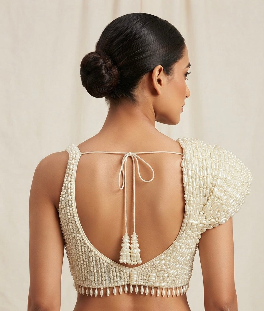 Premium Pearl One-Shoulder Ruffle Blouse 👚