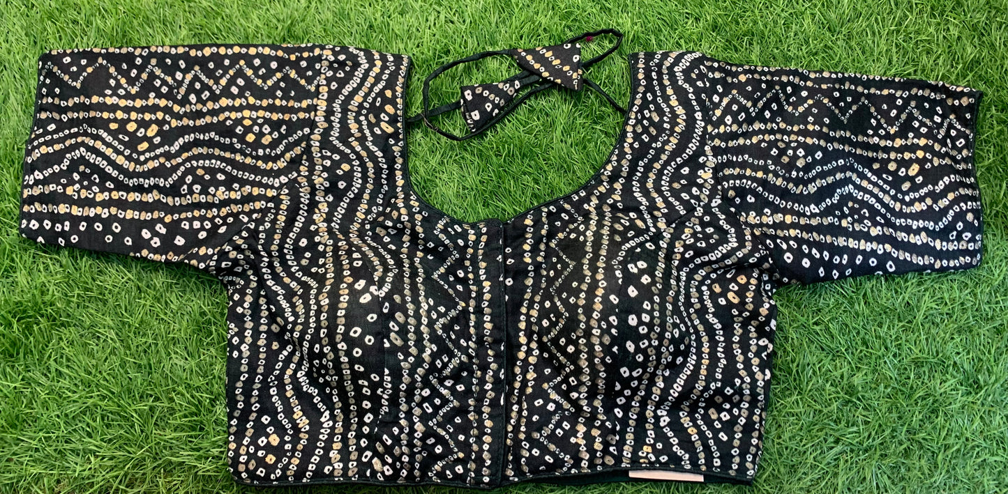 Bottle green bandani print fancy blouse π