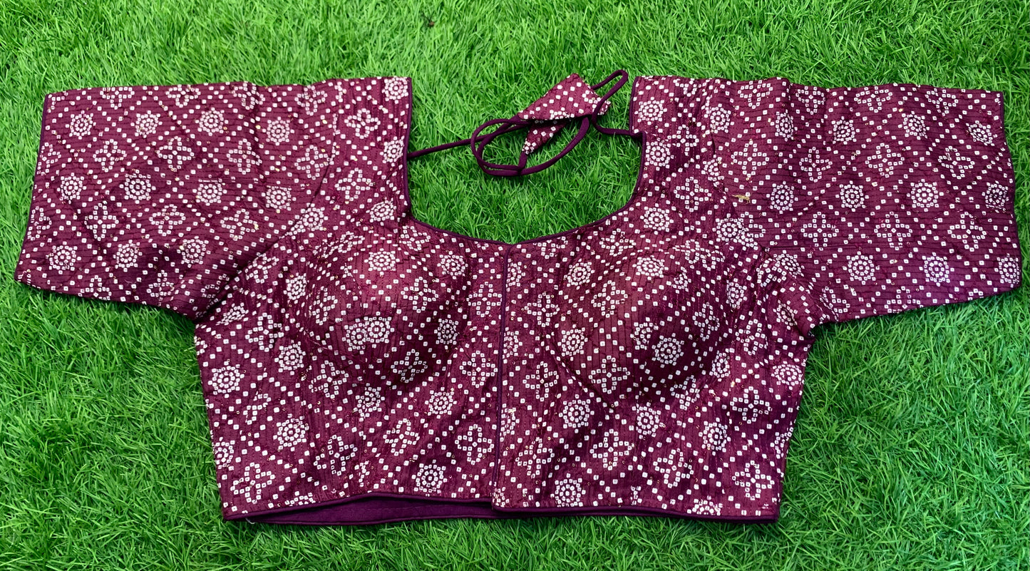 Purple white print fancy blouse π