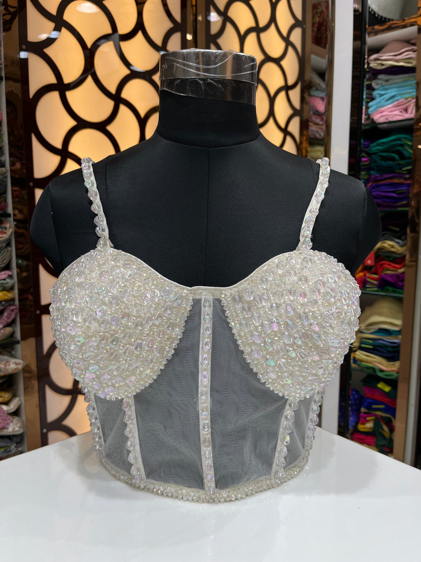 Crystal pearl Cordset blouse
