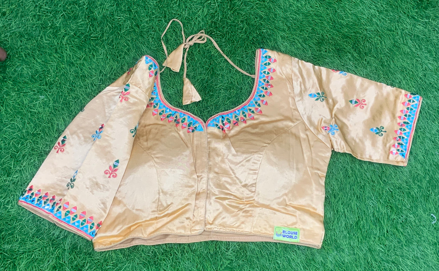Satin golden designer blouse