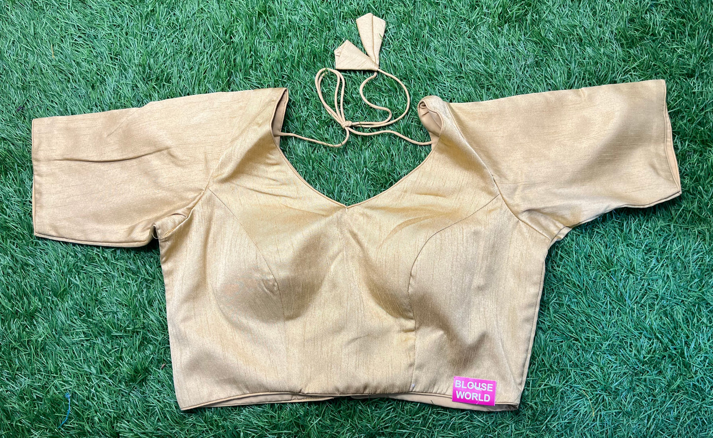 Golden stain silk blouse plain blouse