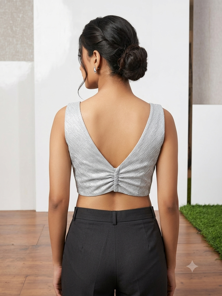 Silver sleeveless fancy blouse π