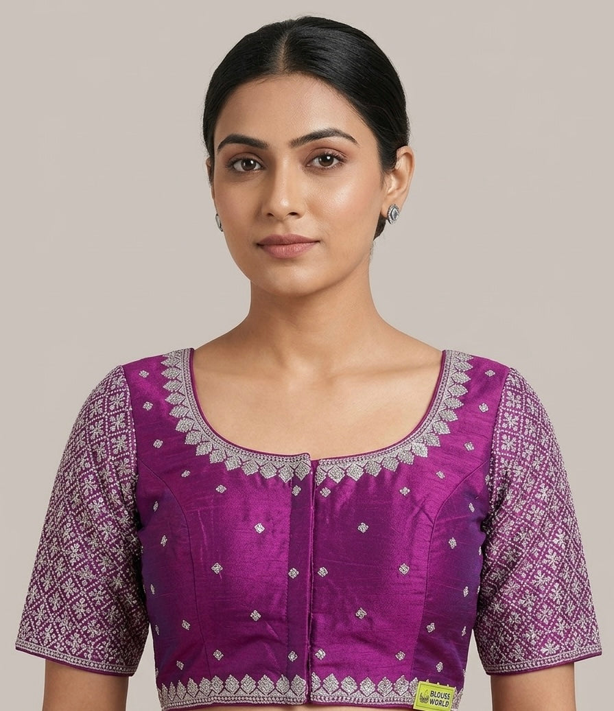 Silver sequence embroidery blouse