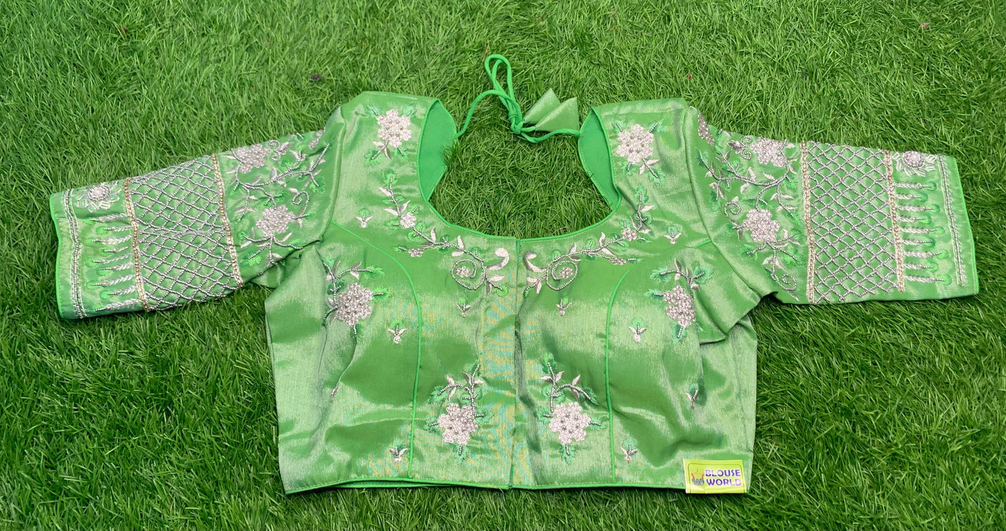 Mint green thread ๐งต work blouse ๐