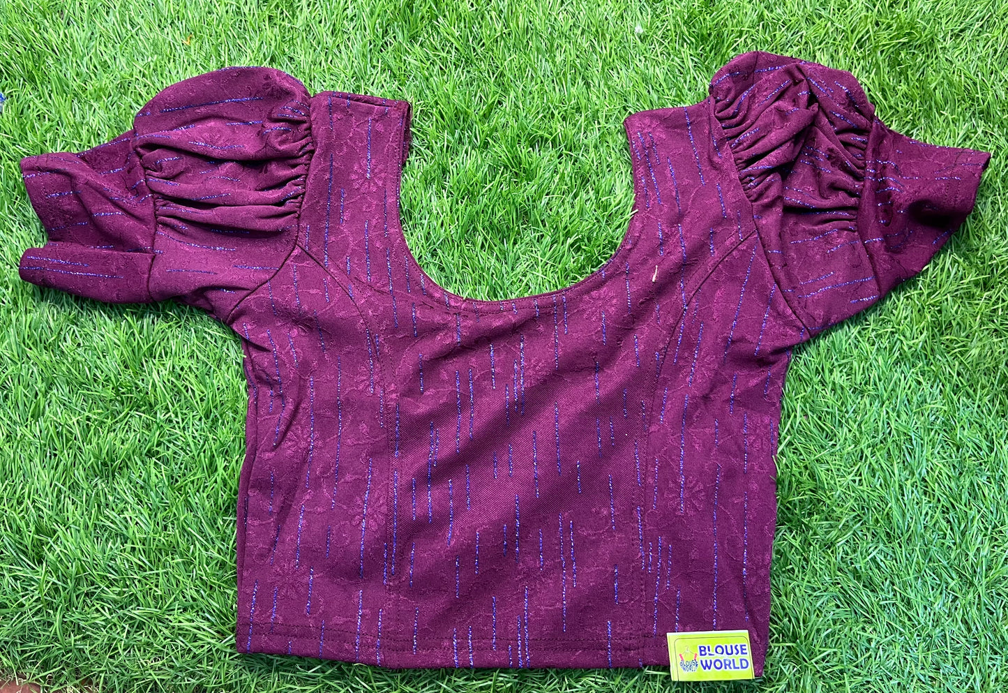 Purpleish wine colour with puff hands Strectable blouse xl size