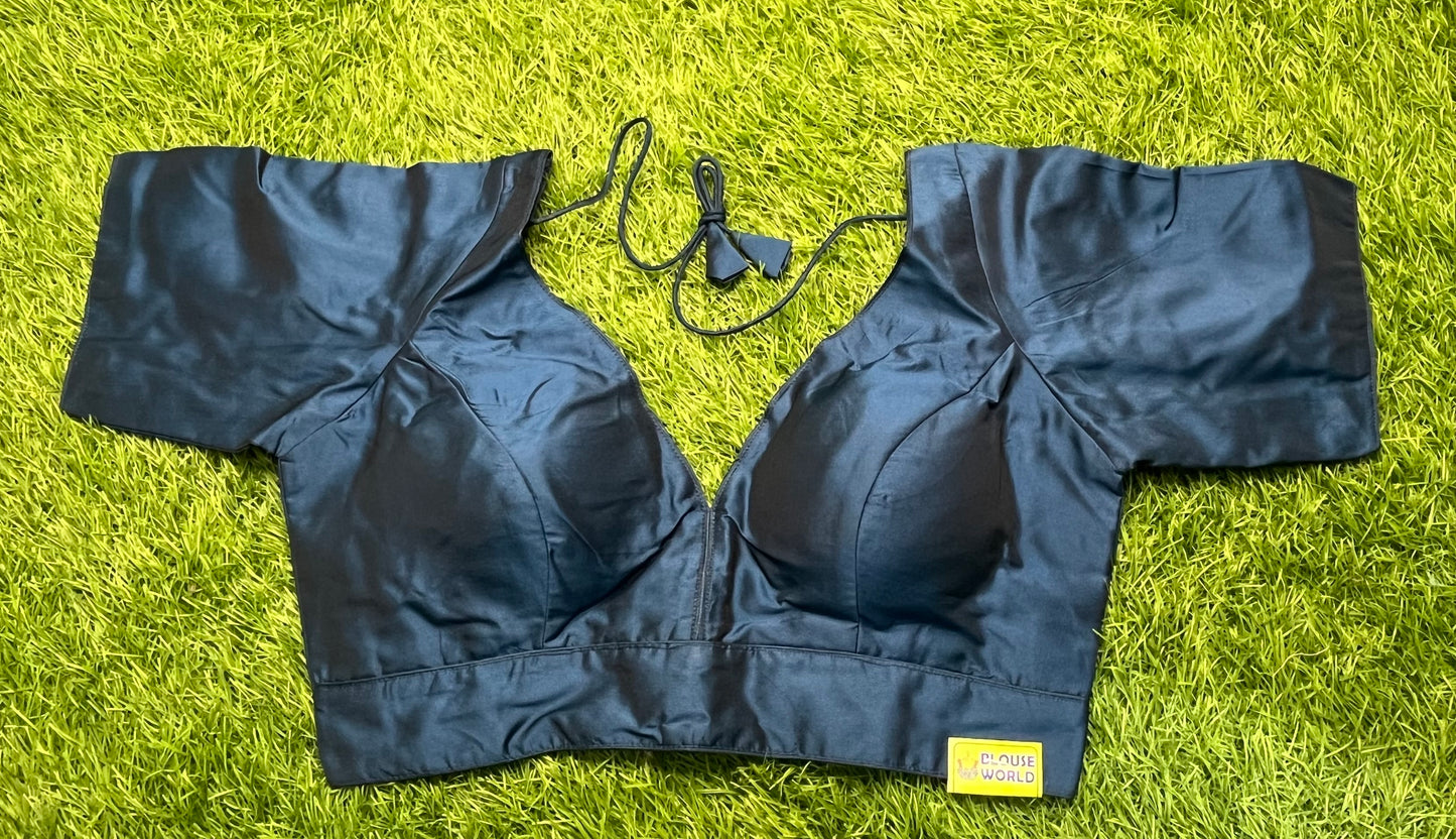 Navy blue / Rama blue v neck blouse elbow hands