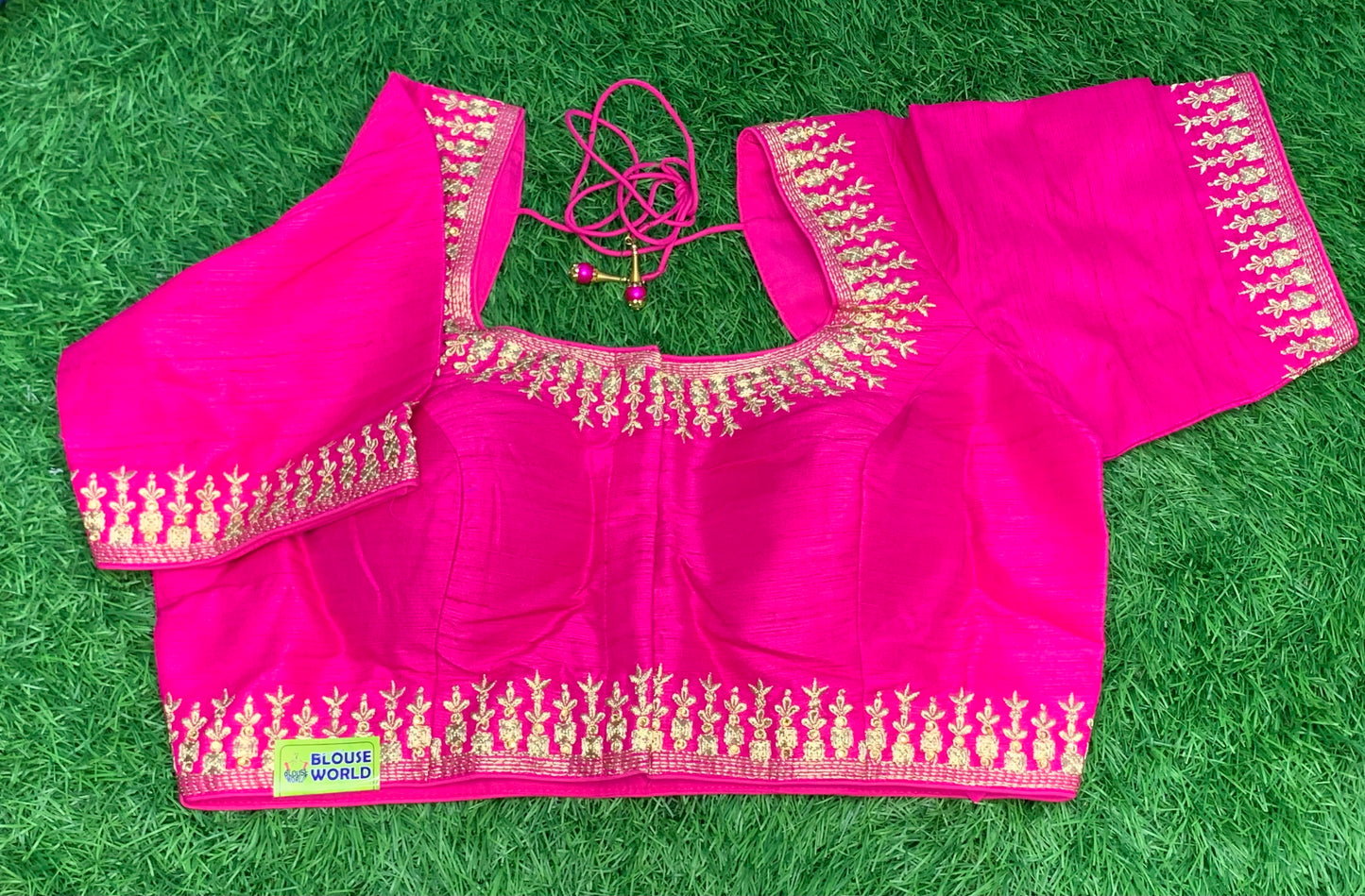 Pink gold zari embroidery blouse