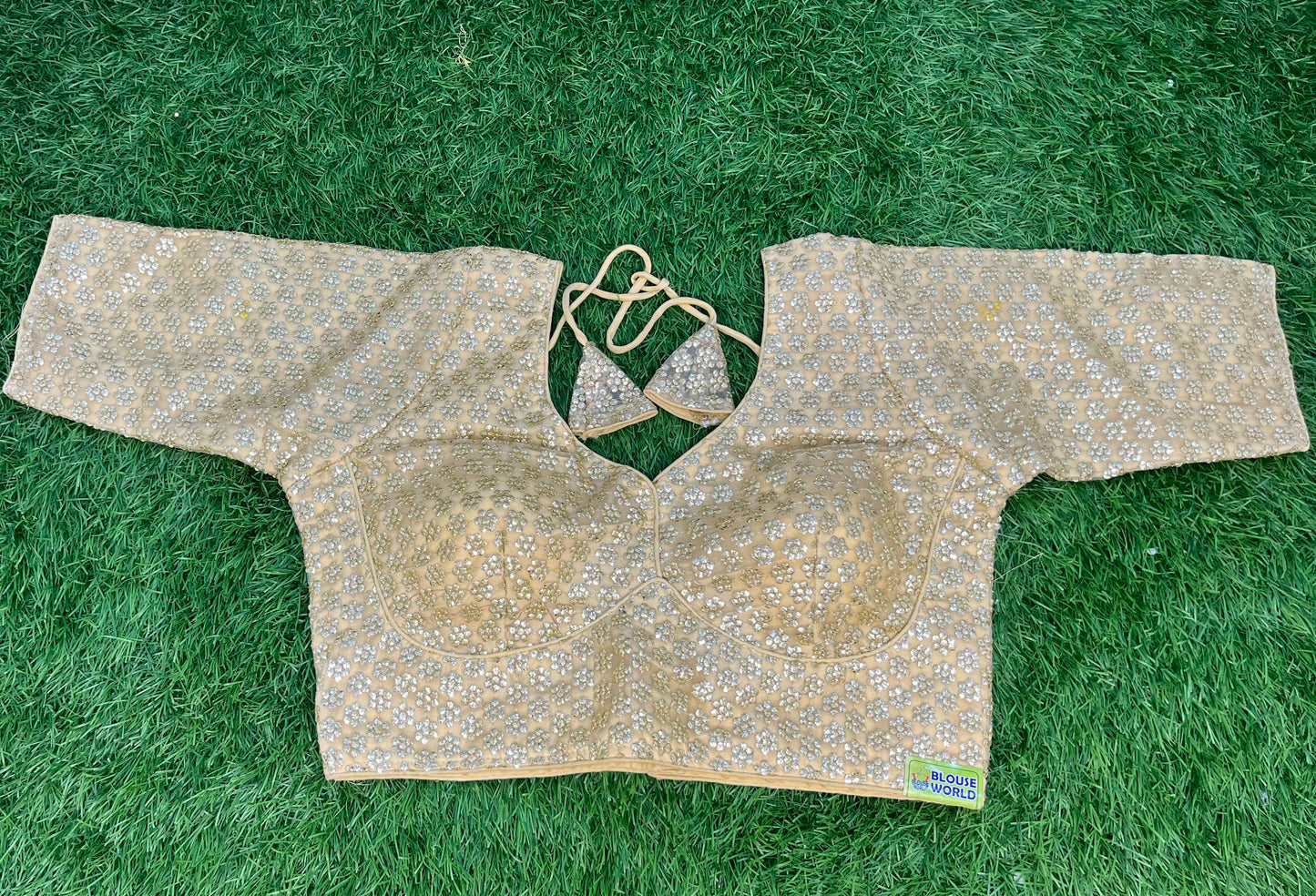 Golden party wear blouse with hands