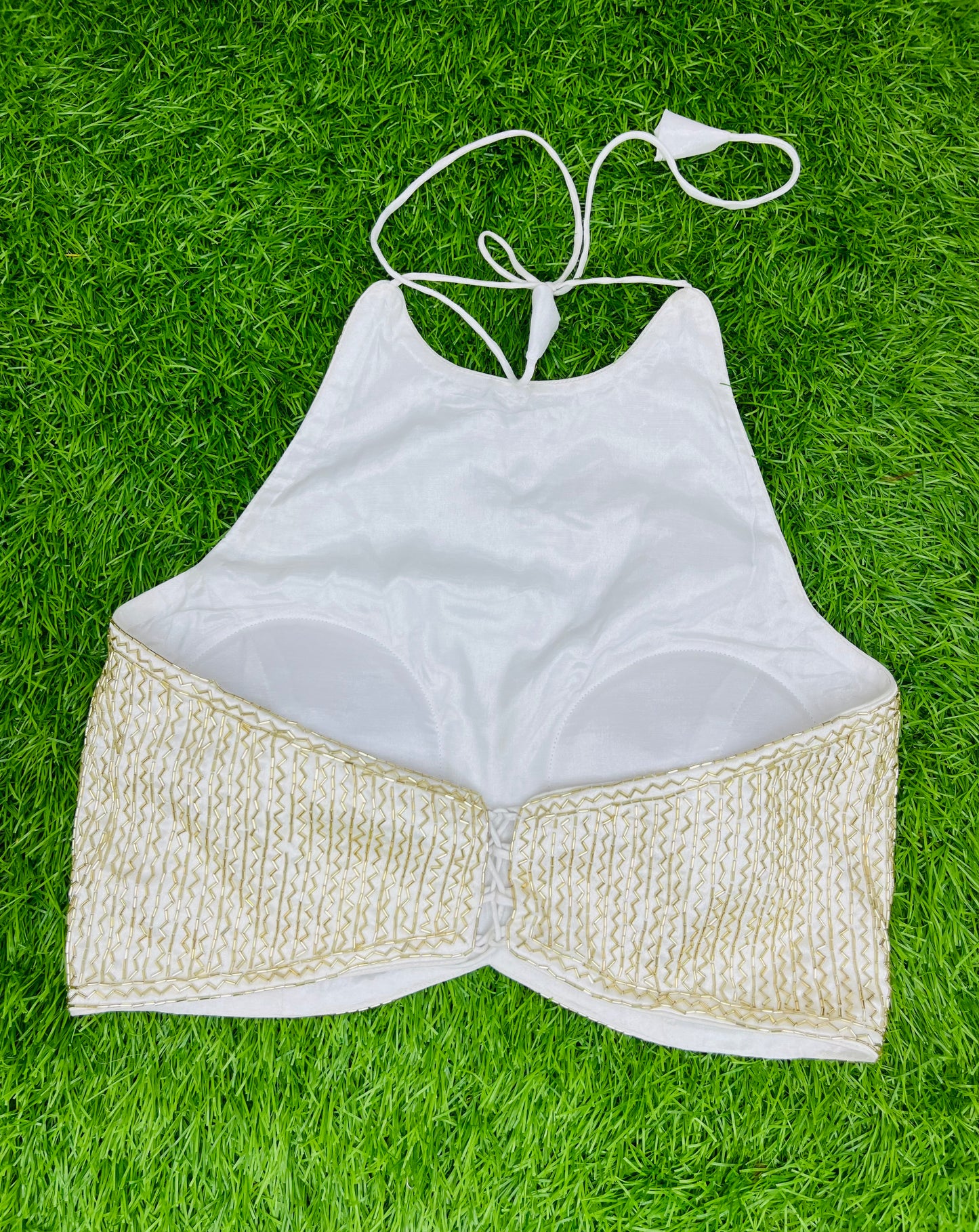 Halter neck white blouse