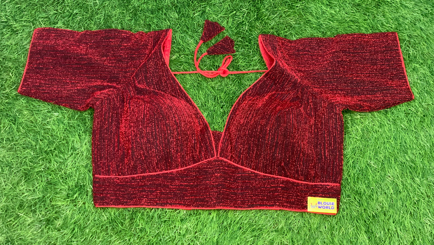 Marron with black shiny fancy blouse