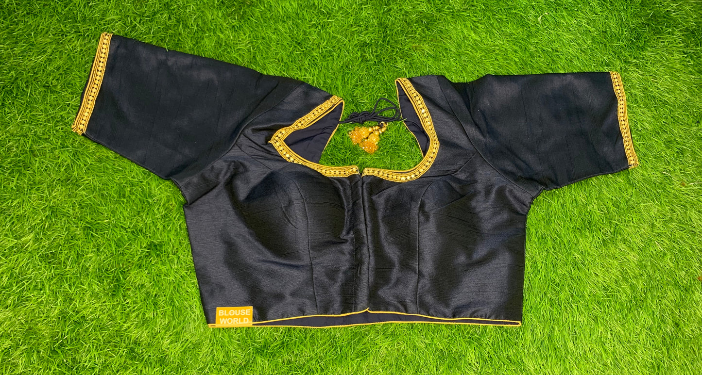 Dark navy embroidery blouse