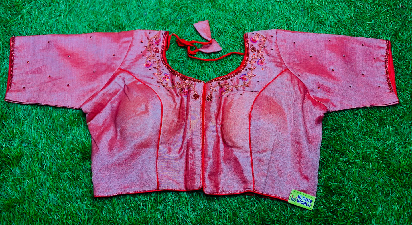 Pink tissue simple readymade blouse ๐