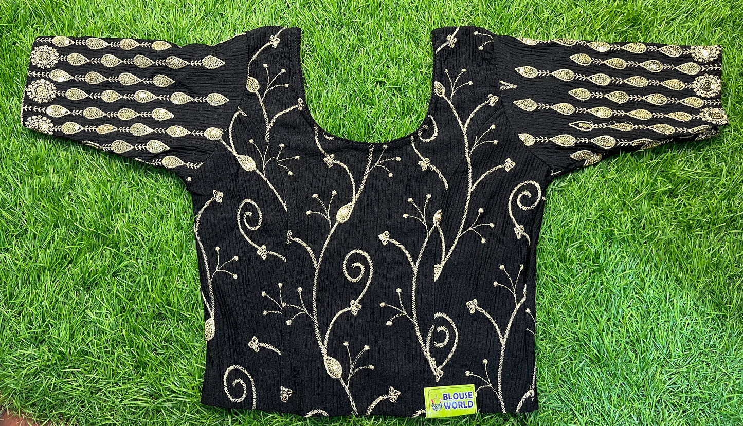 Black Strectable blouse golden zari blouse xl size