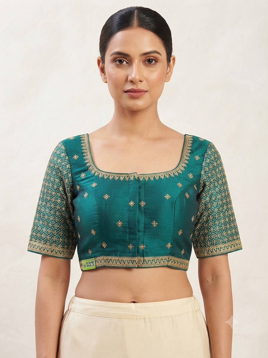 Pure embroidery raw silk Blouse 👚 