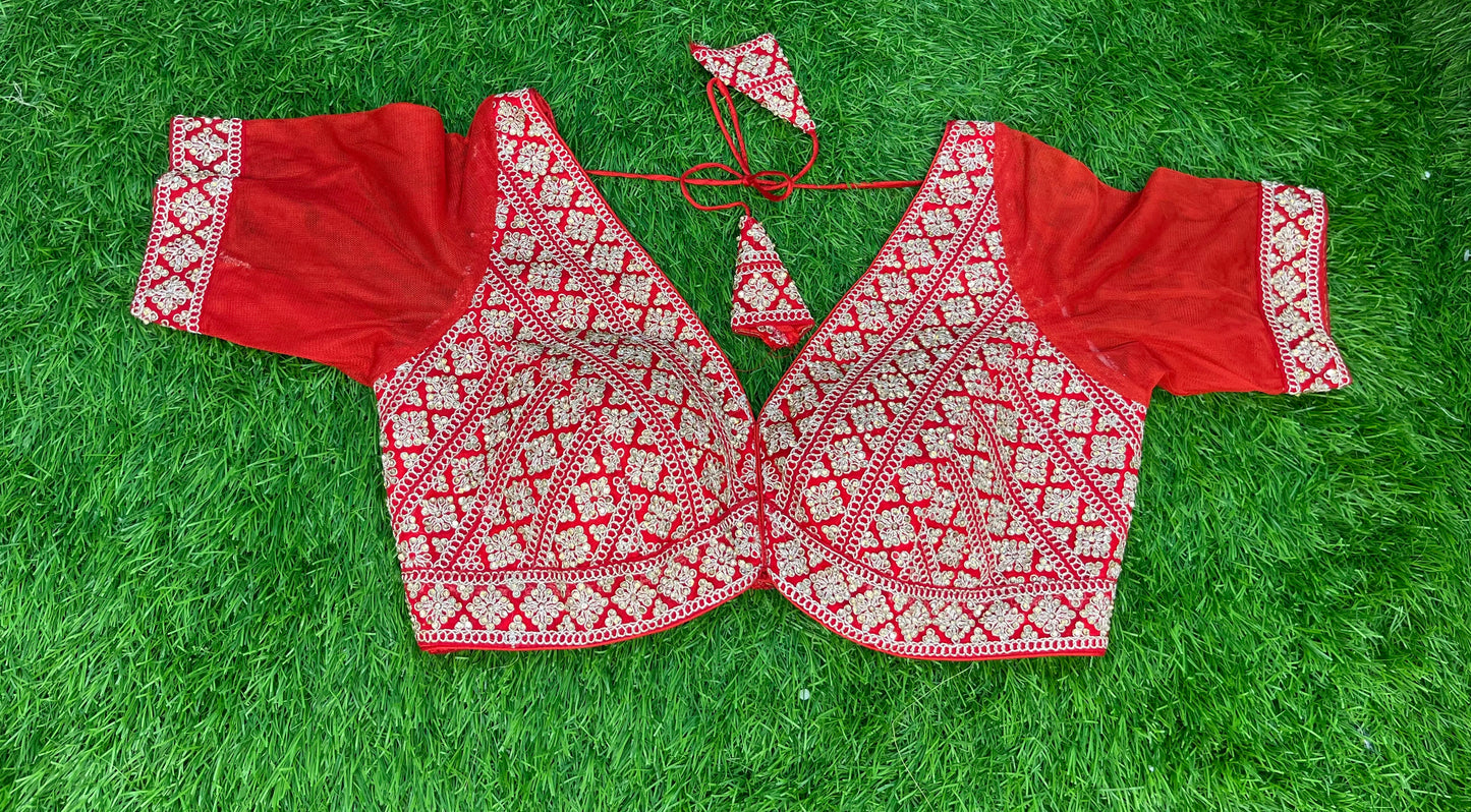 Stone work red blouse