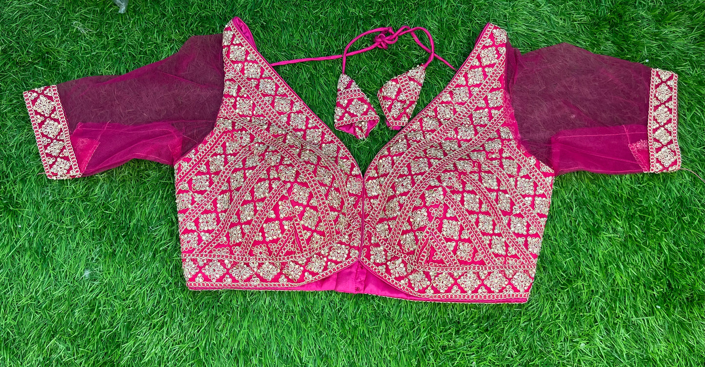 Stonework pink blouse