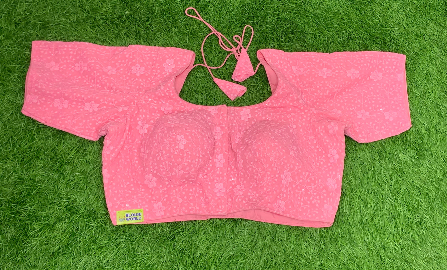 Baby pink thread work blouse