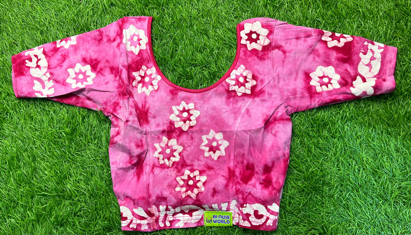 Pink printed stretchable blouse xl size