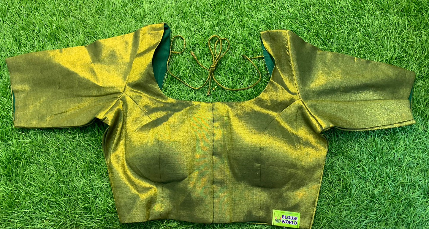 Mehndi green colour plain tissue blouse π size 34 to 42