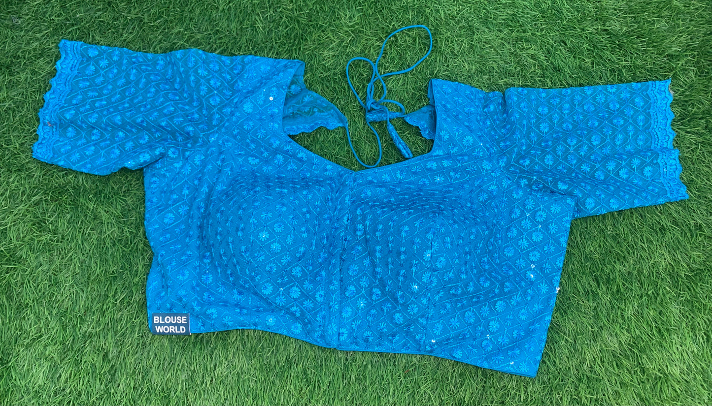 Dark blue blouse with hands n thread work