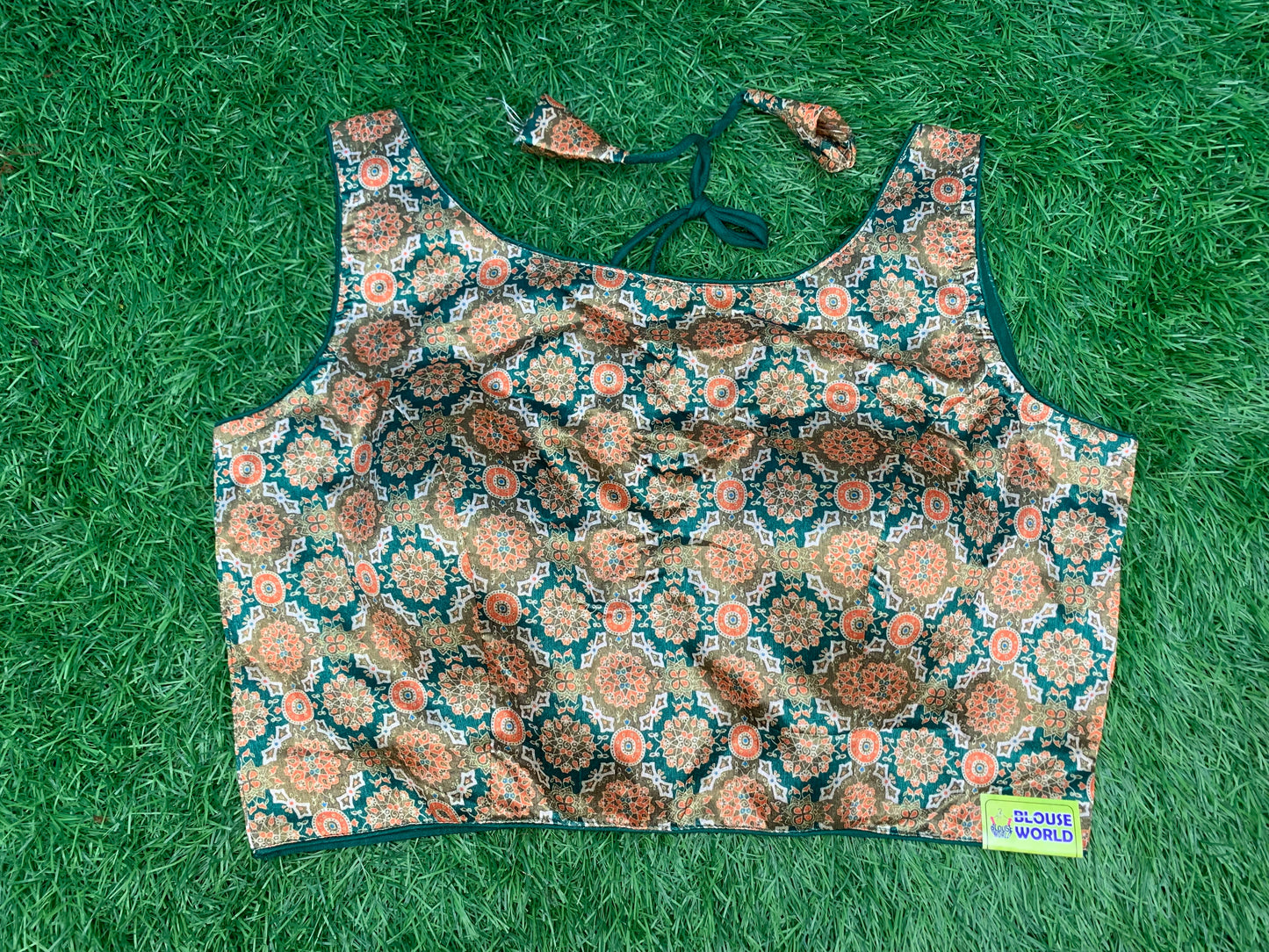 Rama blue with hands multicolour fancy blouse
