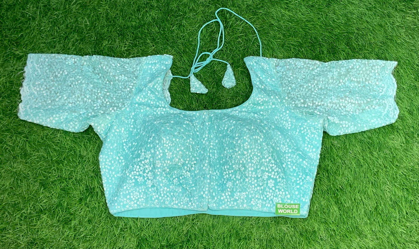 Mint colour chik design blouse