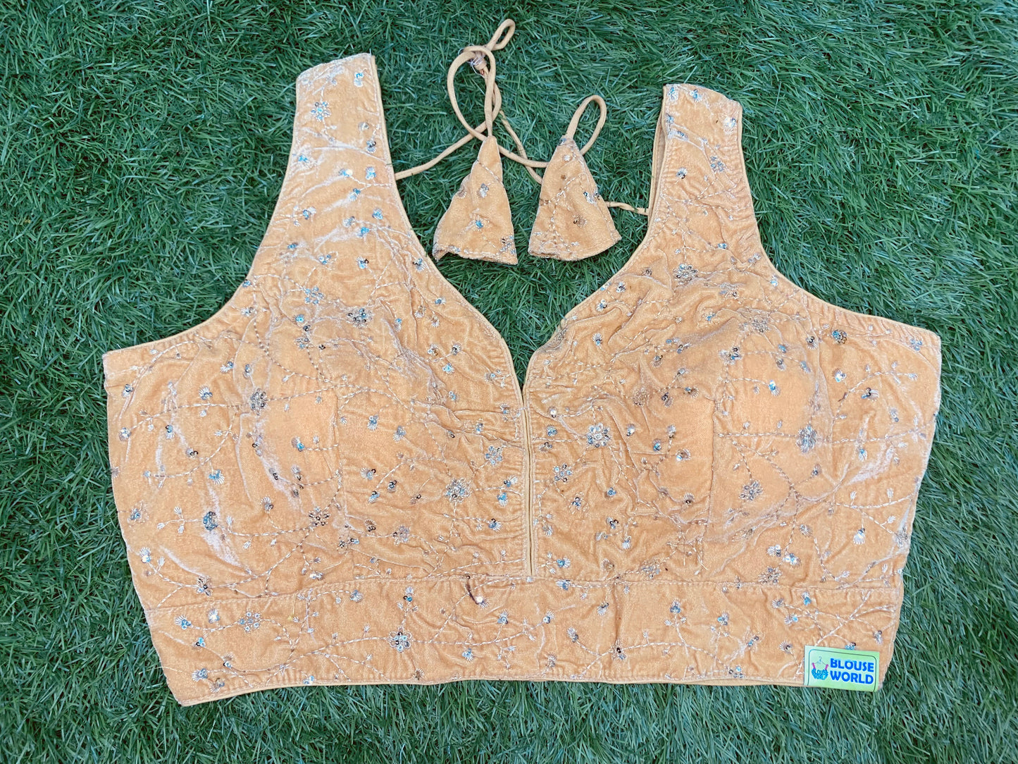 Golden fancy velvet blouse with hands