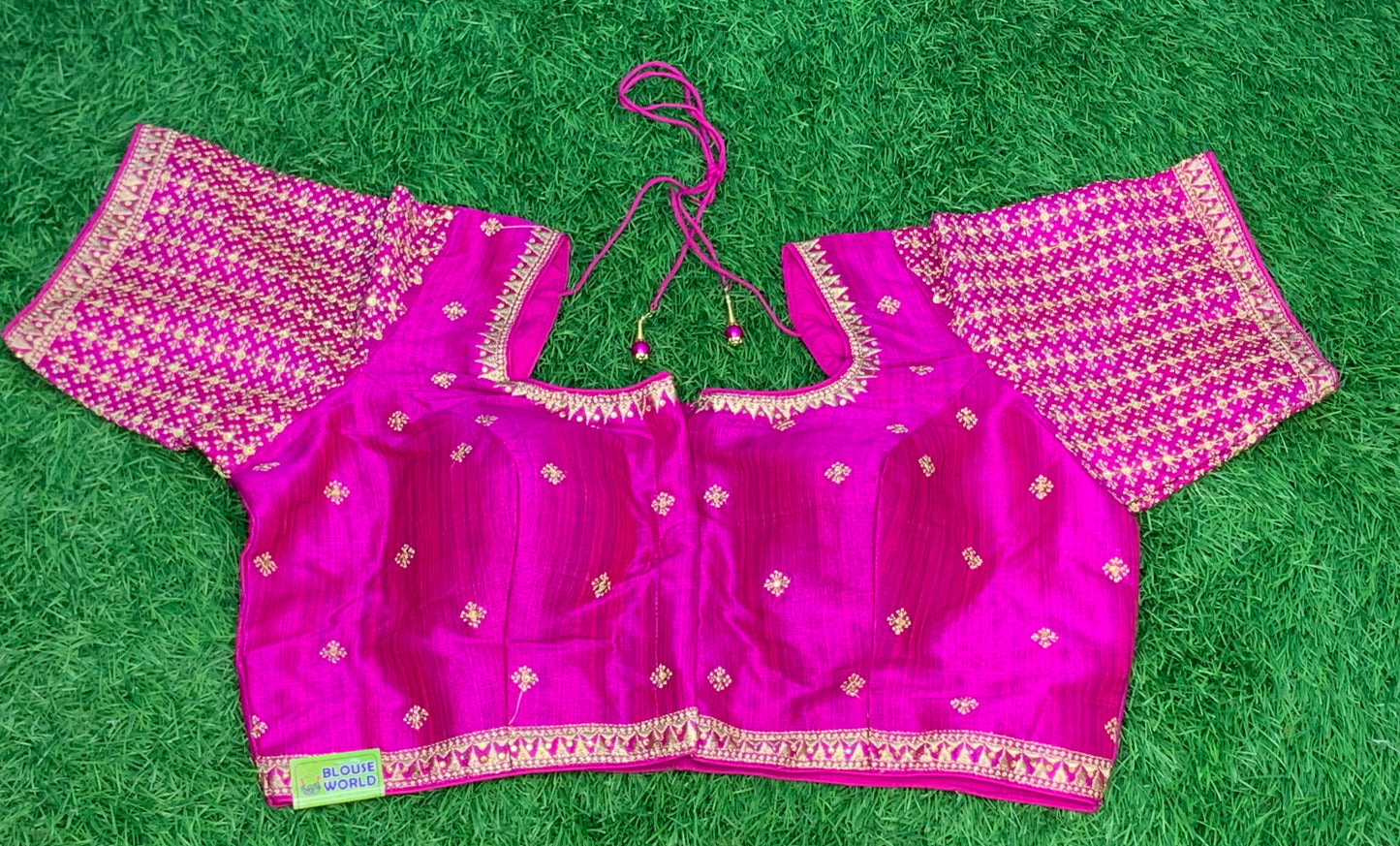 Dark pink with golden heavy blouse