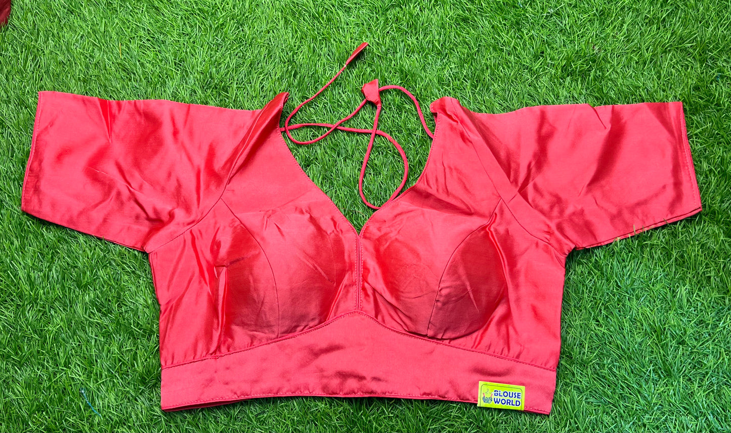 Reddish pink plain sleeve blouse elbow hands