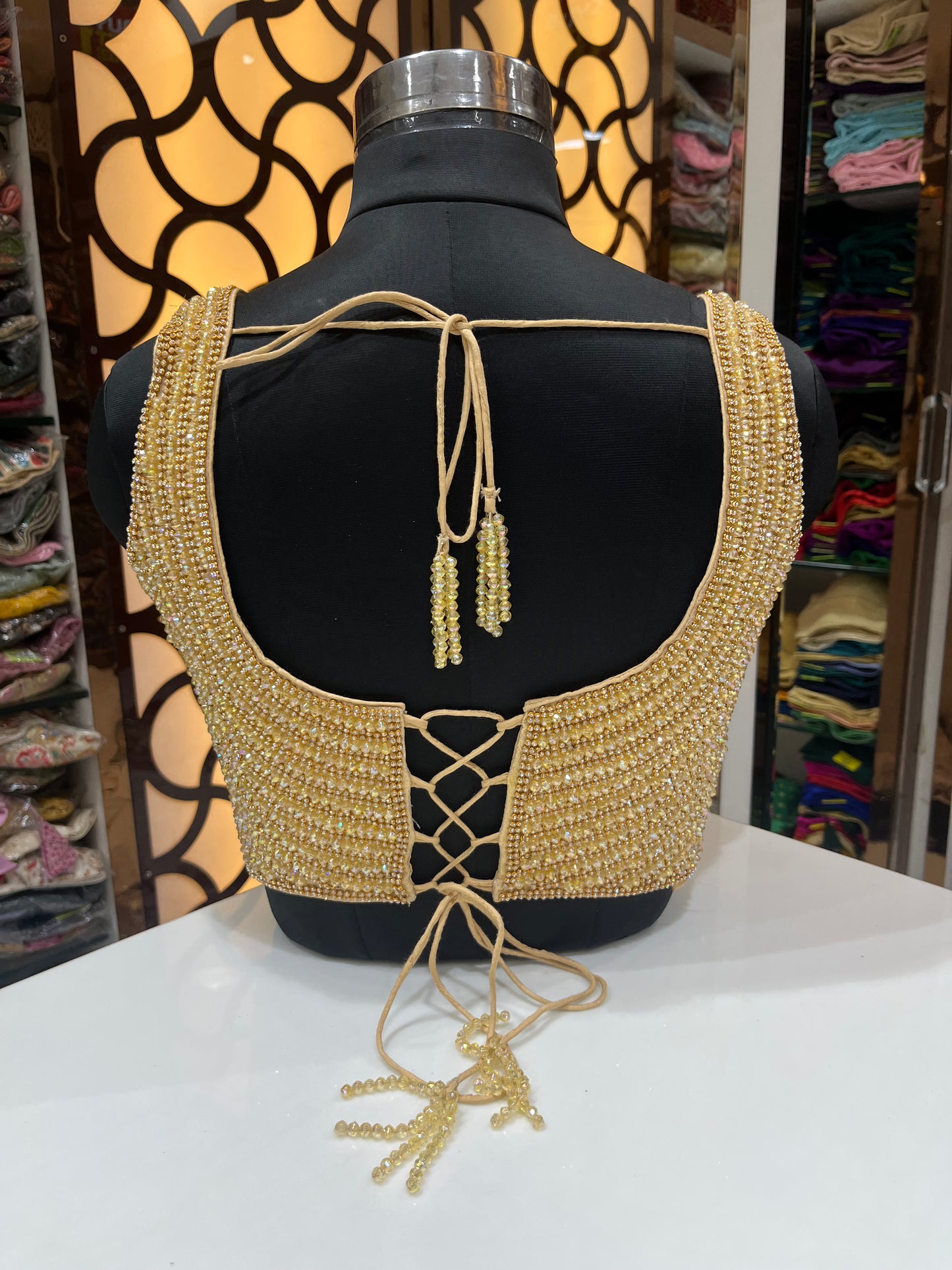 Golden crystal blouse sleeveless