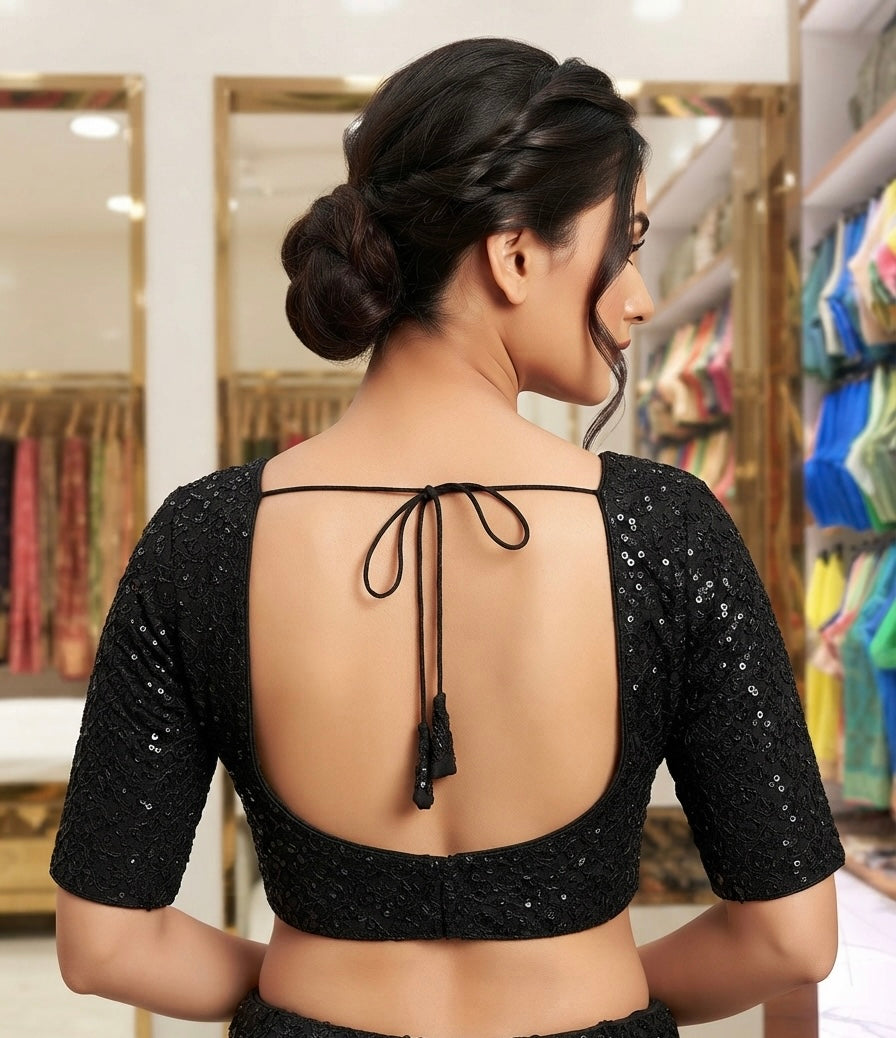 Black sequins work with sleeve Blouse 👚