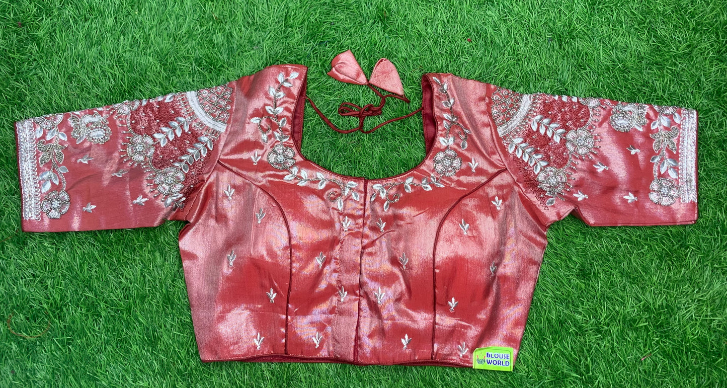 Marron tissue designer blouse ๐