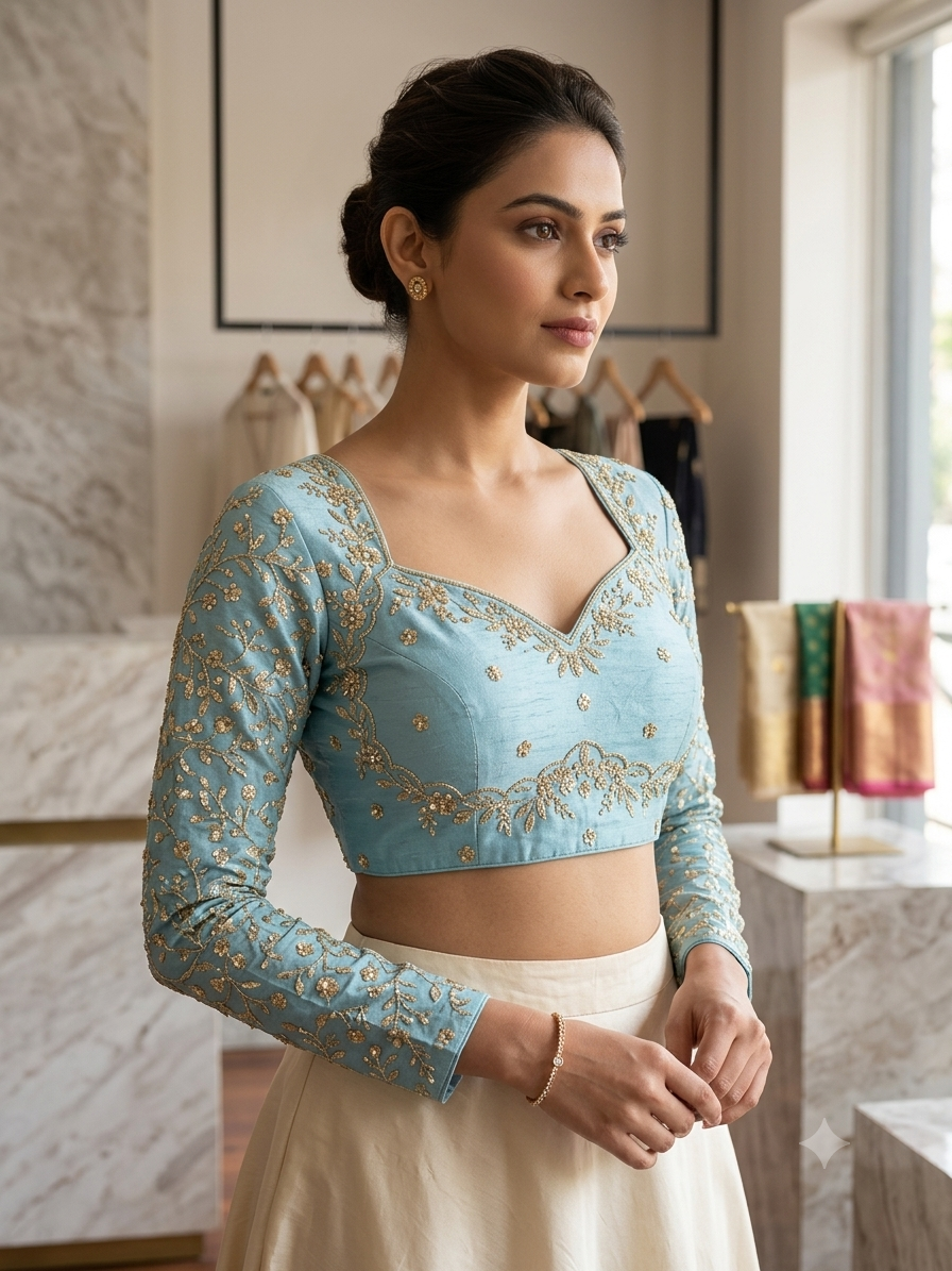designer full hands blouse 👚