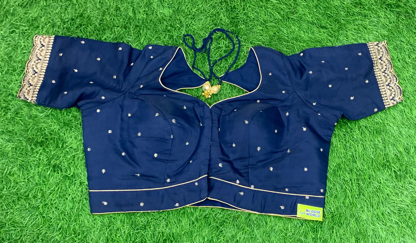 Navy blue with hands laces border