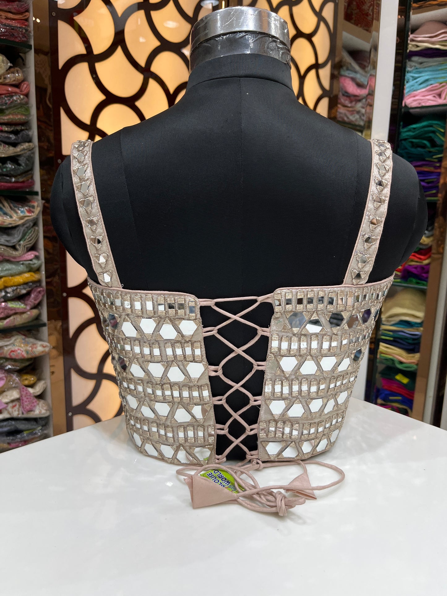 Cordset original mirror 🪞 work blouse sleeveless backless with 🧵 pattern