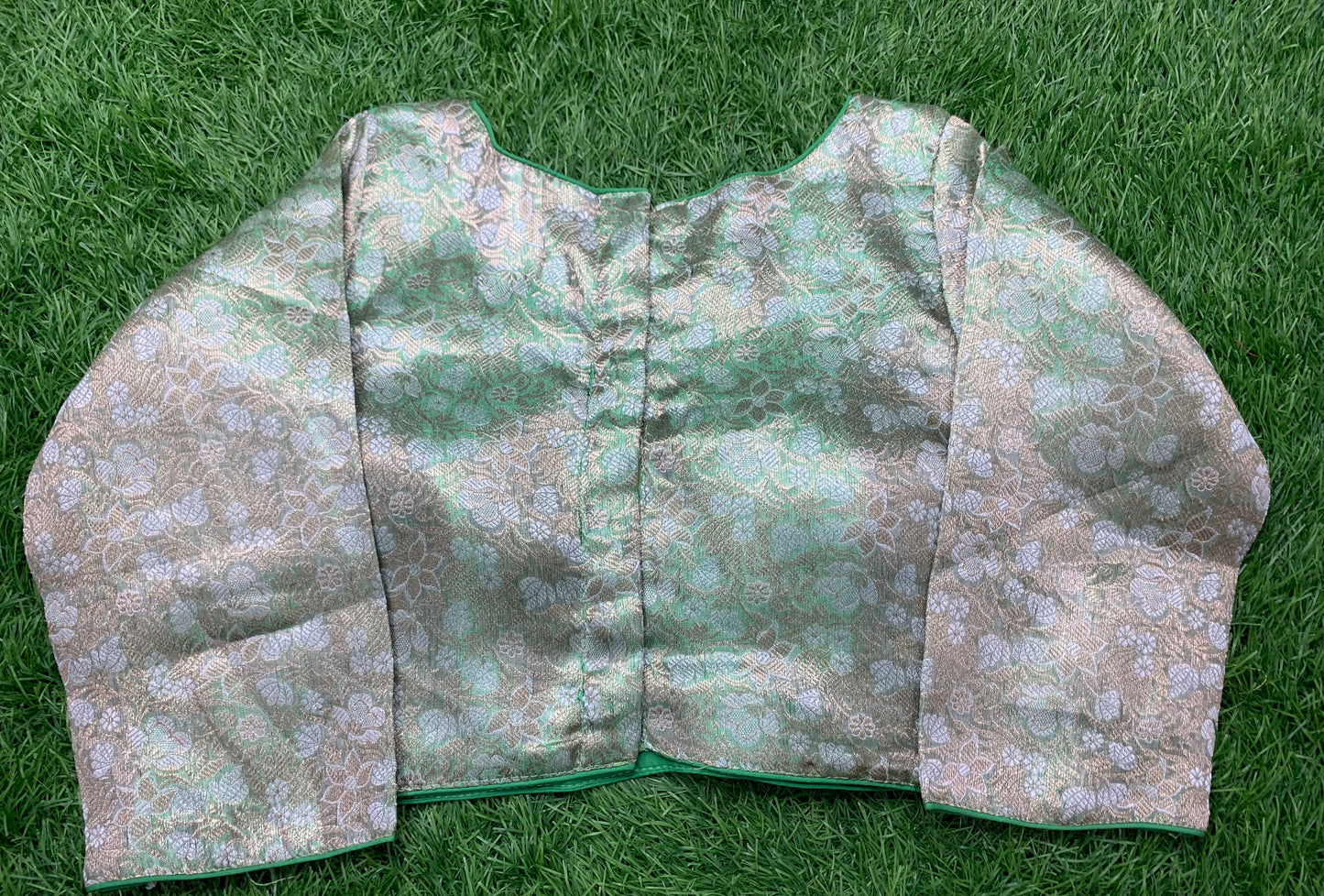 High neck office wear dual shade green blouse 👚