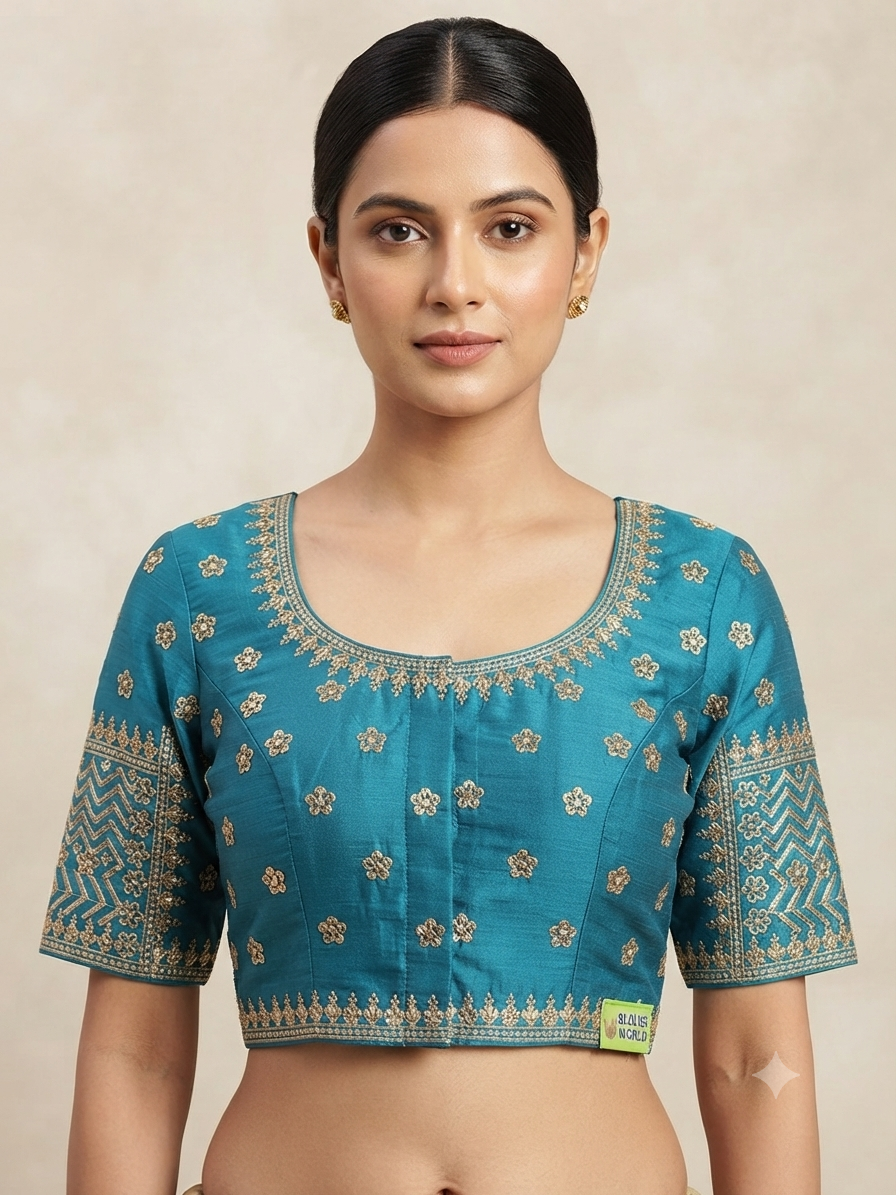 Sky Blue embroidery work Blouse 👚