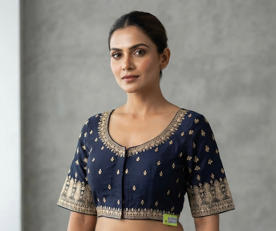 Navy blue embroidery work Blouse 👚