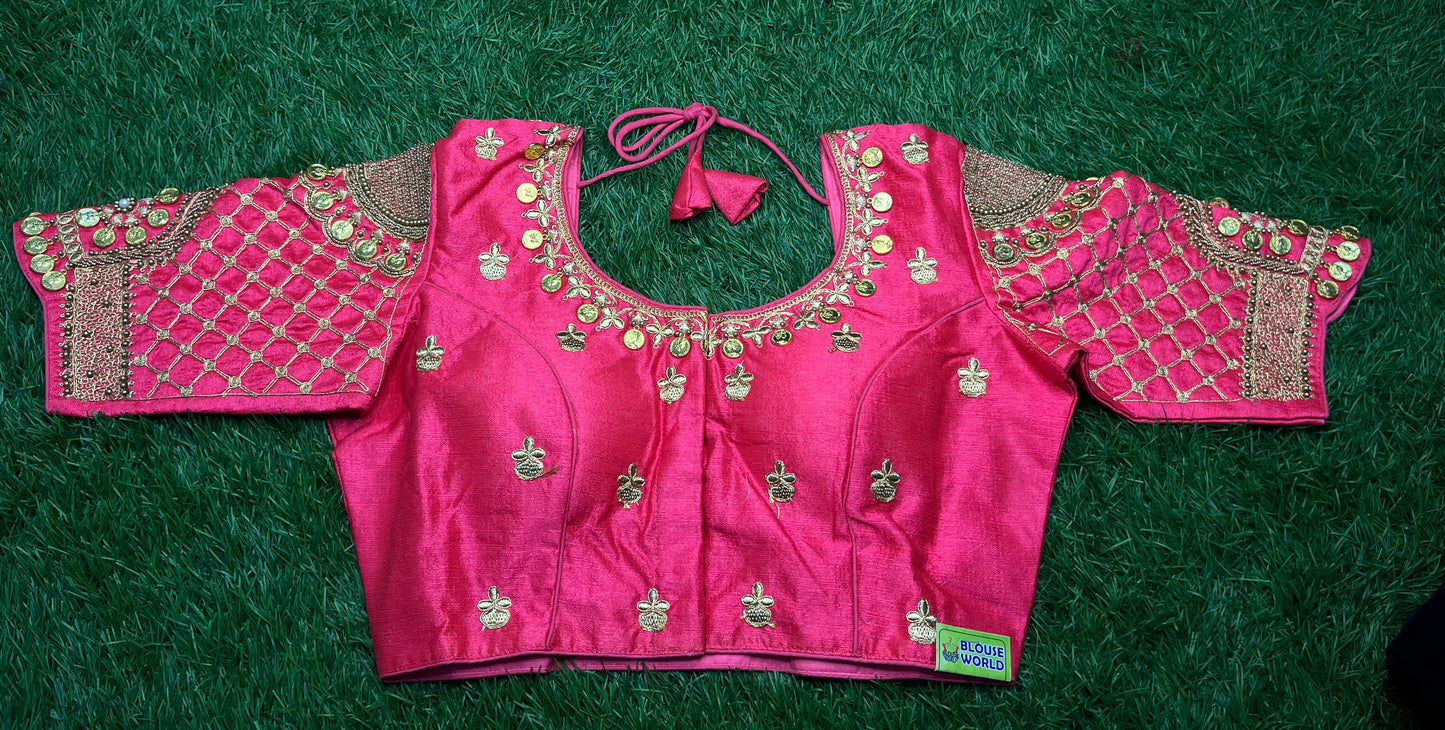 Pink colour Coin ๐ช work blouse ๐