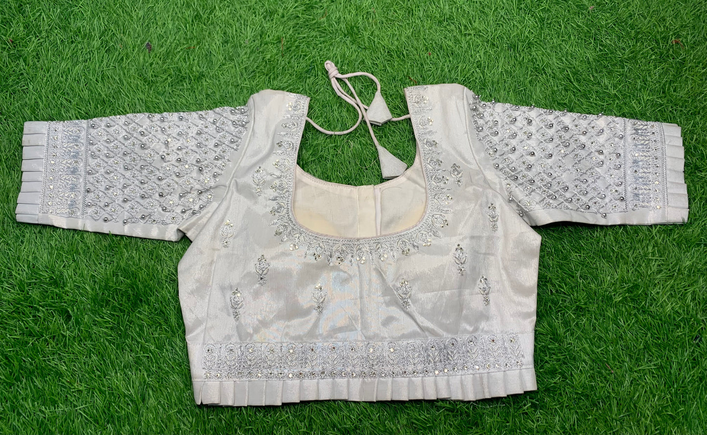Pure silver heavy maggam blouse ๐