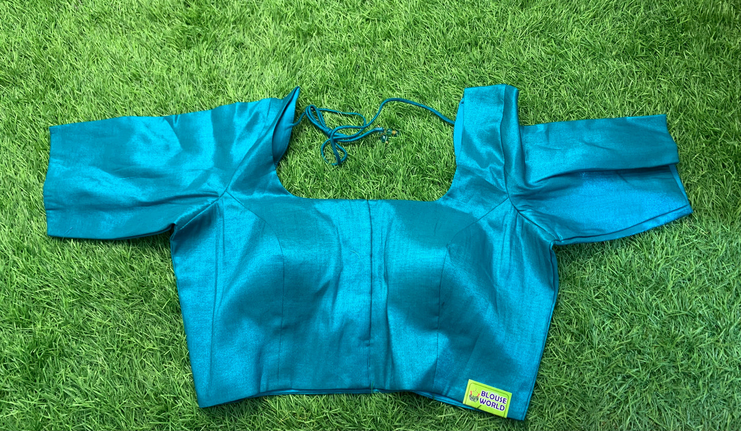 Dark Sky blue plain tissue blouse π size 34 to 42