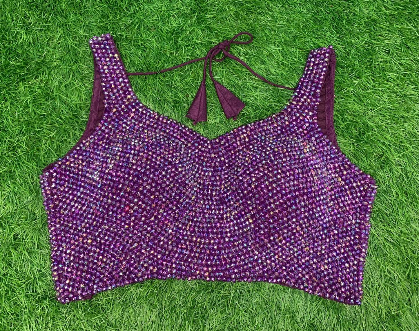 Purple colour Crystal blouse sleeveless