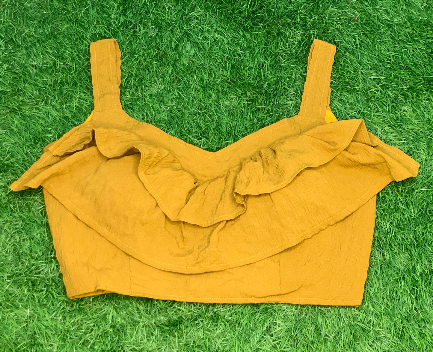 Mustard yellow with sleeve fancy blouse