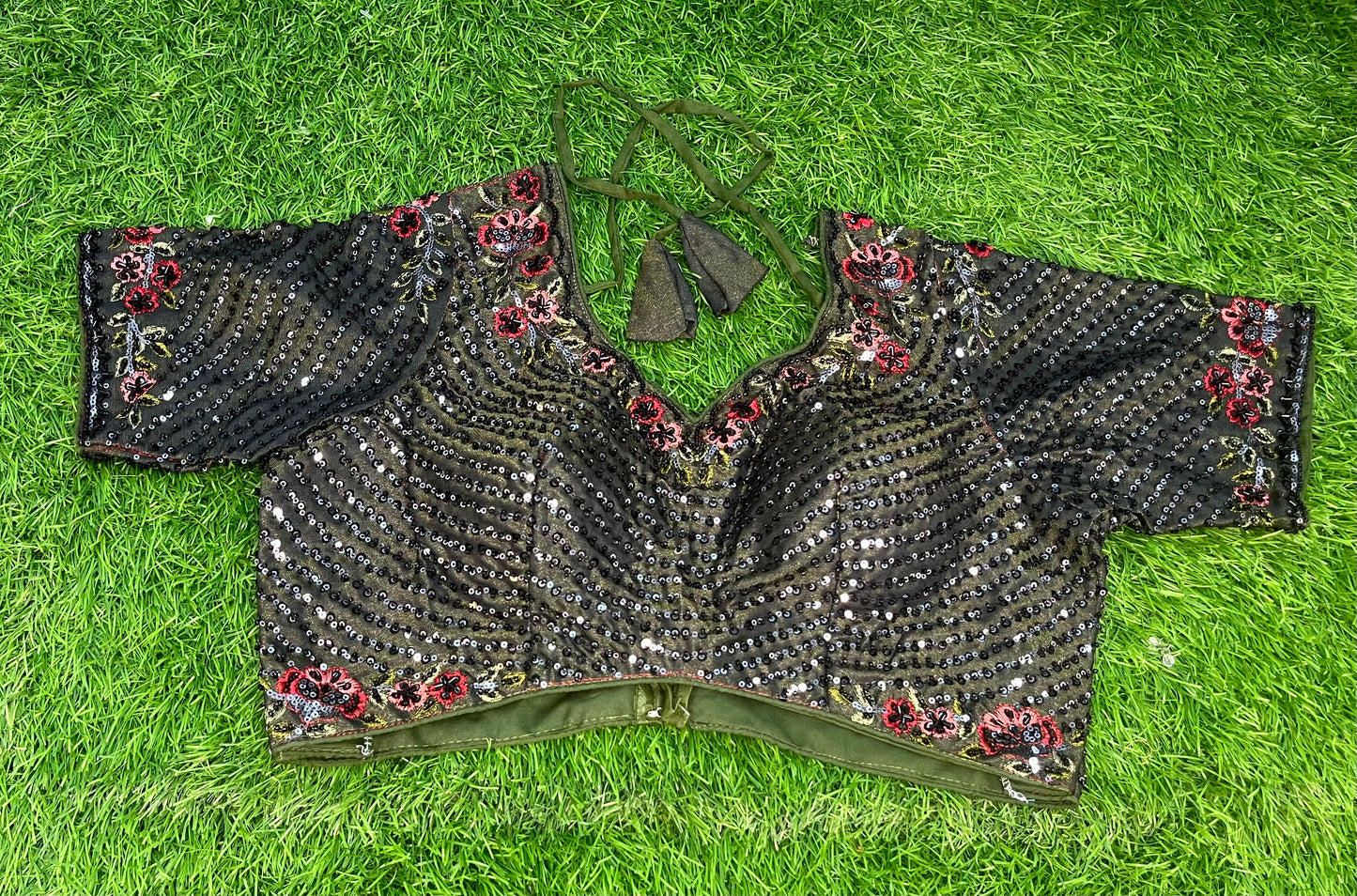 Dark green designer blouse
