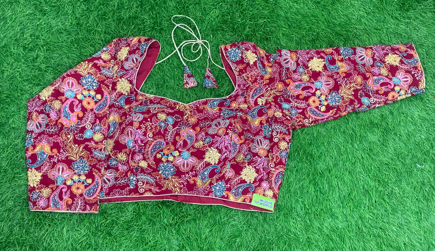 Marron multicolour 3/4 hand blouse